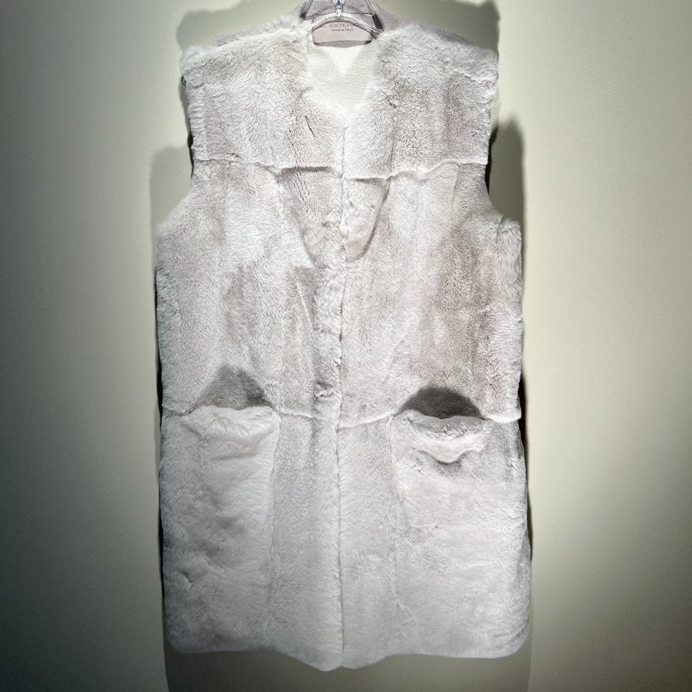 Chic D. Exterior White Soft Rabbit Vest - Used; Great, Sz. L, Made in Italy